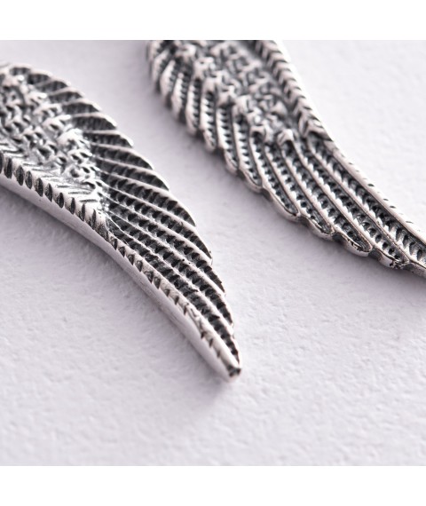 Silver earrings "Angel Wings" 121790 Onyx
