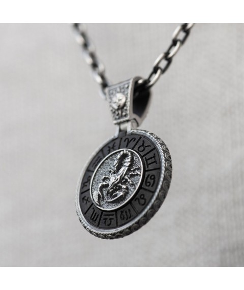 Срібний кулон "Знак зодіаку Скорпіон" з ебеном 1041скорпіон Онікс