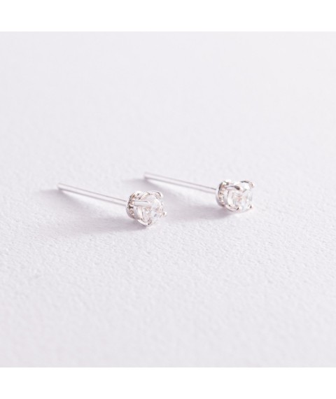 Silver earrings - studs with cubic zirconia 121892 Onyx