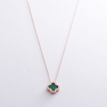 Necklace "Clover" in red gold (malachite) coll01697 Onix 45