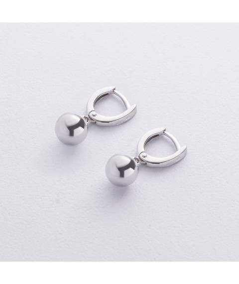 Silver earrings "Balls" 12321 Onyx