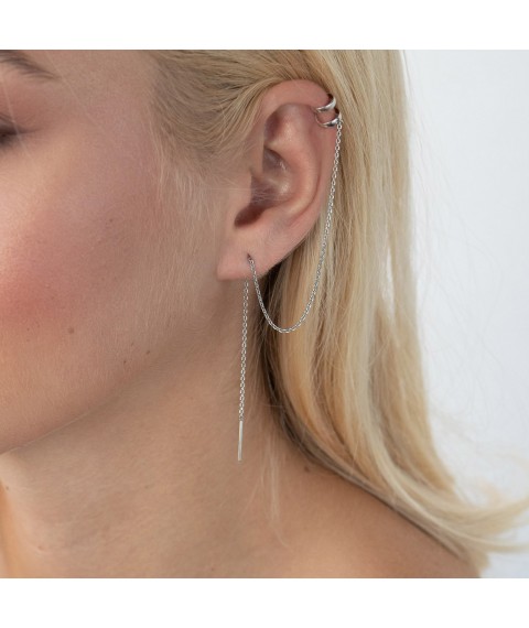 Silver earring - cuff 4992 Onyx