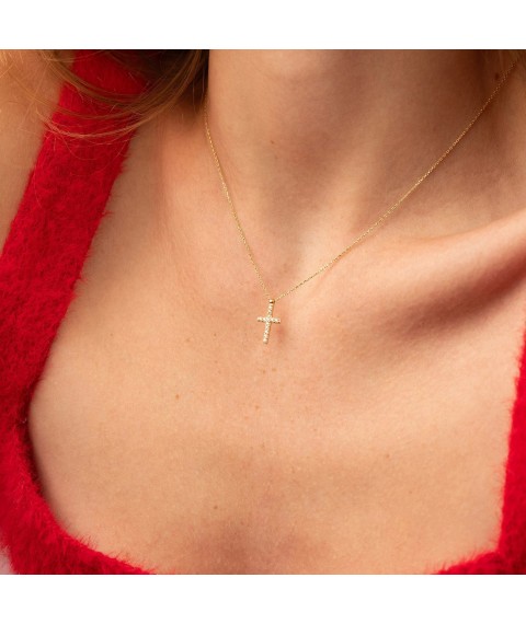 Necklace "Cross" in yellow gold (cubic zirconia) kol01813 Onix 45