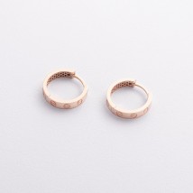 Серьги - кольца "Love" в красном золоте с09344 Онікс