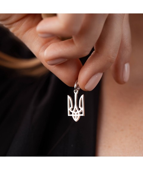 Silver pendant "Coat of arms of Ukraine - Trident" 133128 Onyx