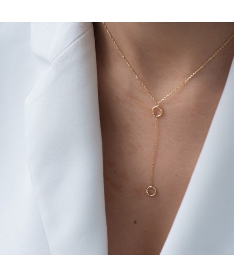 Necklace "Circles" in yellow gold kol01842 Onix 40