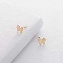 Золоті сережки-пусети з метеликами с06226 Онікс