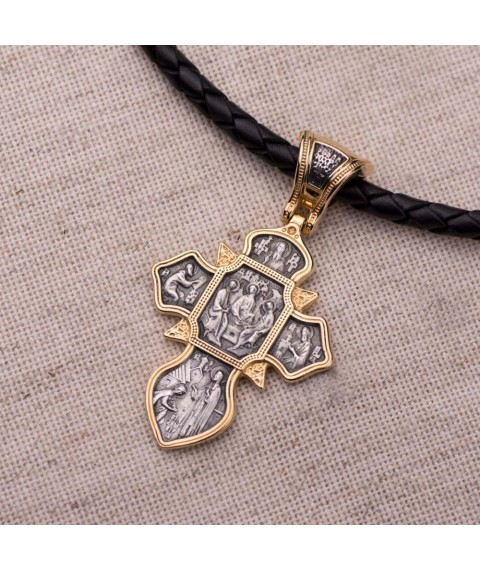 Silberkreuz "Heilige Dreifaltigkeit. Herr Allm?chtiger. Rev. Sergius von Radonesch" mit Vergoldung 132387 Onyx