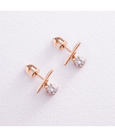 Earrings - studs "Ester" in red gold (cubic zirconia) s07953 Onyx