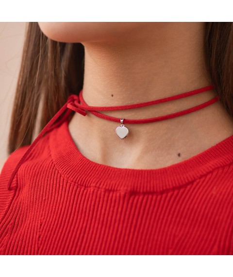 Pendant "Heart" in white gold p03950 Onyx