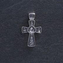 Серебряный православный крест с чернением  "Спас Нерукотворный с предстоящими" 132558 Онікс