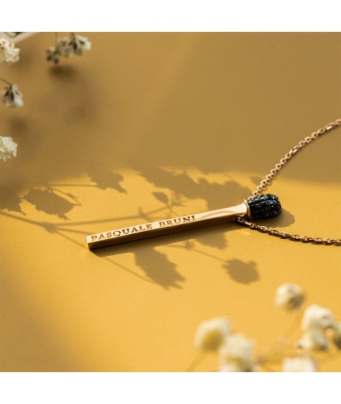 Gold necklace "Match" (black cubic zirconia) count01468 Onyx 40