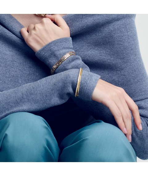 Hard bracelet in yellow gold b04751 Onyx