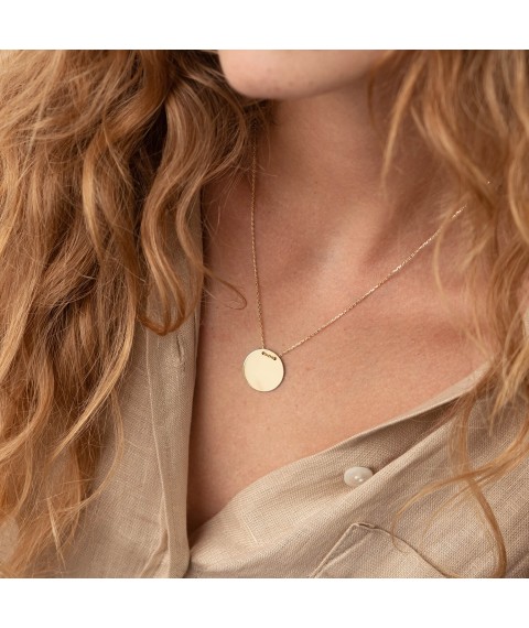 Necklace "Coin" in yellow gold (engraving possible) count02281 Onyx 45
