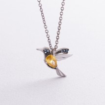 Серебряное колье "Колибри" с фианитами 5301 Онікс  40