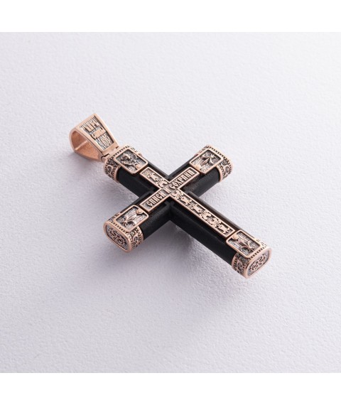 Golden cross "Crucifixion. Save and Preserve" with ebony 981z Onyx
