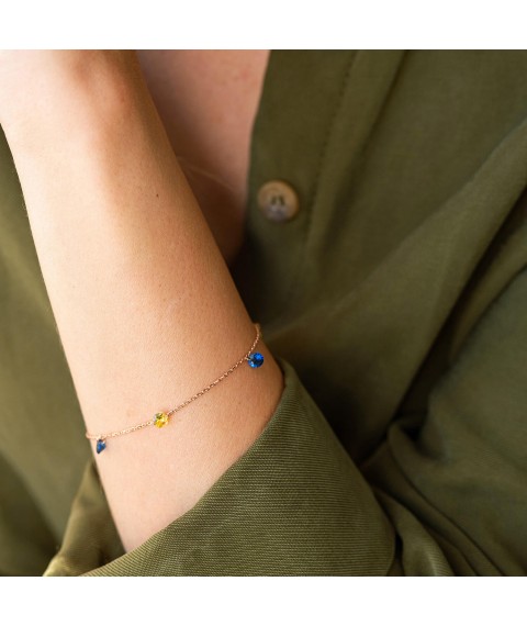 Gold bracelet "Ukrainian" (blue and yellow cubic zirconia) b05144 Onix 18