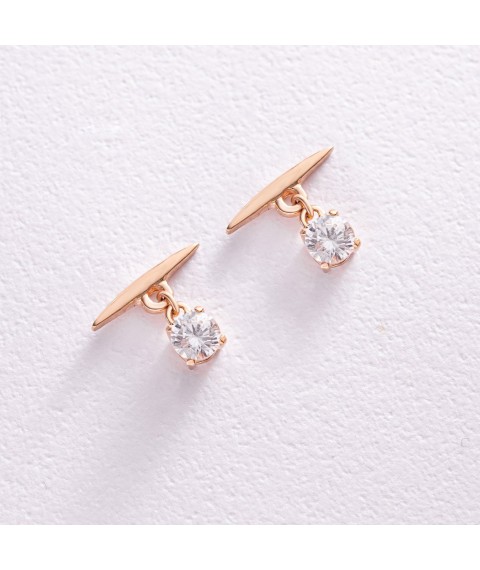Earrings - studs "Ester" in red gold (cubic zirconia) s07953 Onyx