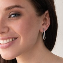 Silver earrings "Tiana" with cubic zirconia 4954 Onyx