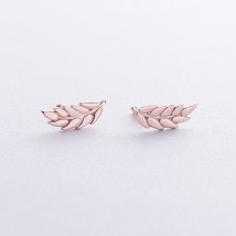 Earrings - studs "Spikelets of wheat" in red gold s08752 Onyx