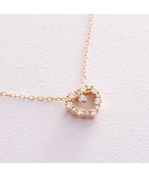 Gold necklace "Heart" with diamonds flask0083cha Onix 40