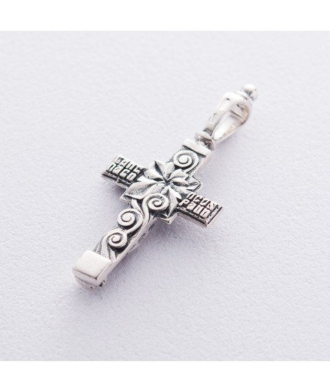 Silver Orthodox cross 131492 Onyx