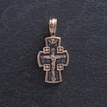 Золотой крест "Распятие Господне. Ангел Хранитель" п02645 Онікс