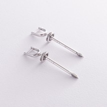 Earrings "Nail" in white gold (cubic zirconia) s08164 Onyx