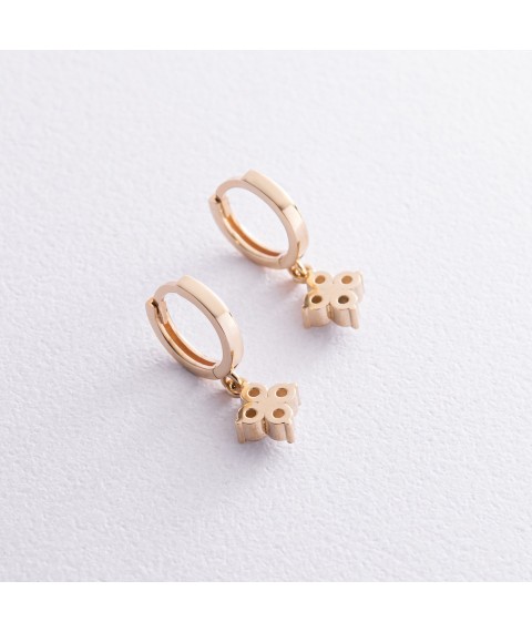 Gold earrings - Clover rings with diamonds 322983121 Onyx