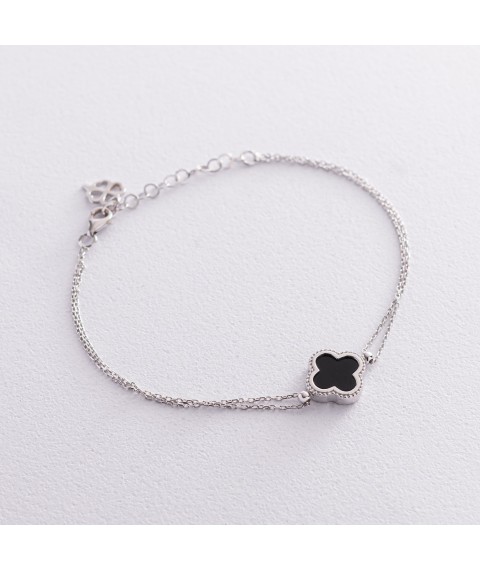 Bracelet "Clover" in white gold (onyx) b04638 Onyx 20
