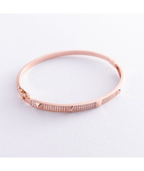Rigid gold bracelet with cubic zirconia b04483 Onyx