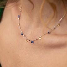 Gold necklace "Independent" with balls (blue and yellow cubic zirconia) count02337 Onix 43
