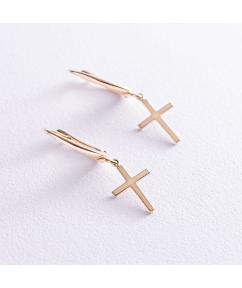 Earrings "Cross" in yellow gold s06998 Onyx