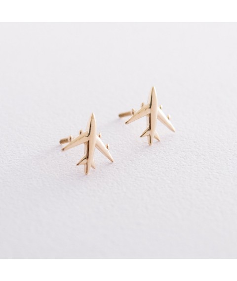 Gold stud earrings "Mriya" s06697 Onyx