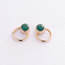 Earrings - studs "April" with onyx (yellow gold) s08468 Onyx