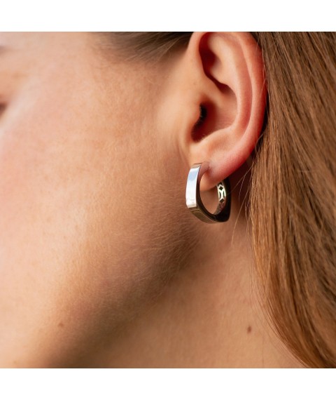 Earrings - rings "Nora" in white gold s09019 Onyx