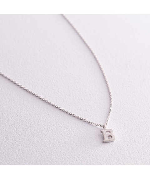 Silver necklace with the letter B 18617v Onyx 47