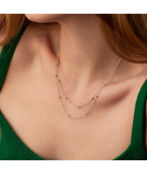 Double necklace "Balls" in white gold count02454 Onix 38