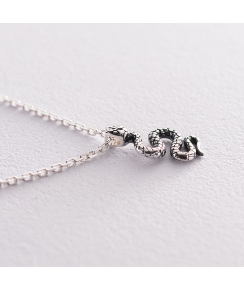 Silver necklace "Snake" 181108 Onyx 42