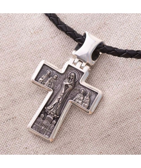 Orthodox cross made of silver 131924 Onyx