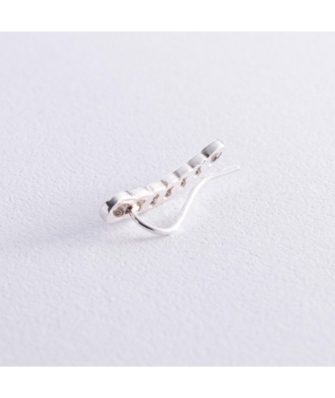 Silver single earring "Chain" 123227 Onyx