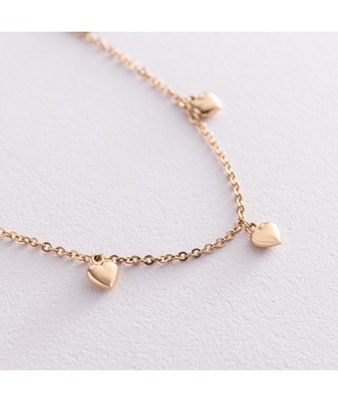 Gold ankle bracelet "Hearts" b04700 Onix 26