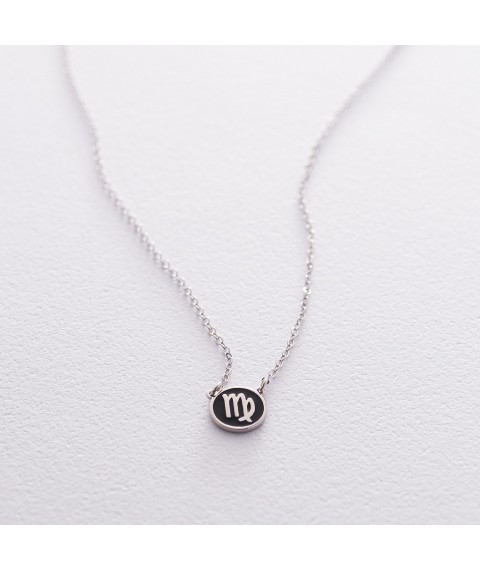 Серебряное колье "Знак зодиака Дева" 18974діва Онікс  42