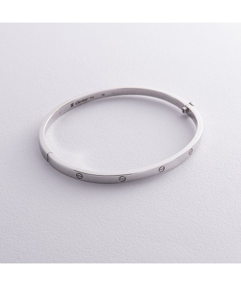 Hard bracelet "Love" in white gold b05295 Onyx