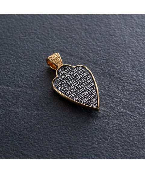 Silver pendant "Angel" with gold plated 131559 Onyx