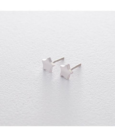 Gold stud earrings with stars s06184 Onyx