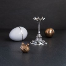 Серебряная фигура "Яйцо Фаберже Курочка" ручной работы 23135 Онікс