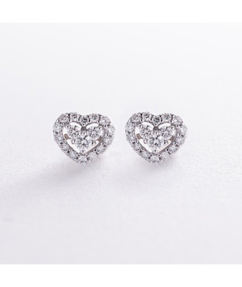 Gold earrings - studs "Hearts" with diamonds sb0479z Onyx