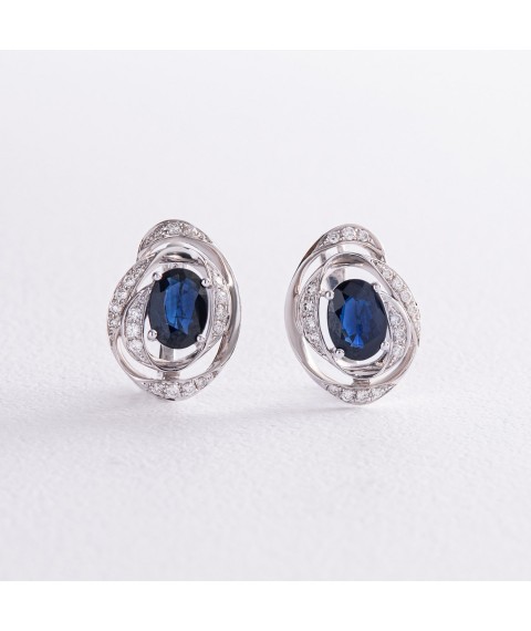Gold earrings with diamonds and sapphires s347 Onyx