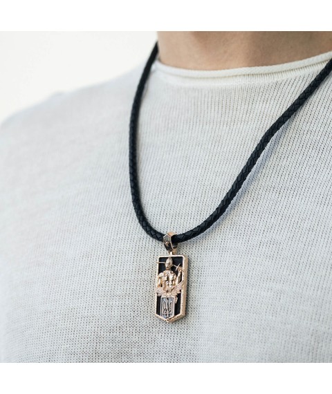 Gold pendant "Ukrainian Cossack. Our Father" (ebony) 1178k Onyx